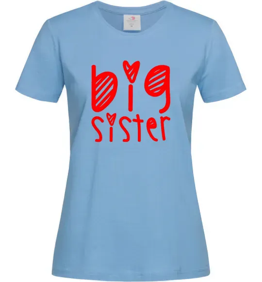 Женская футболка Big sister напис з сердечком Голубой фото
