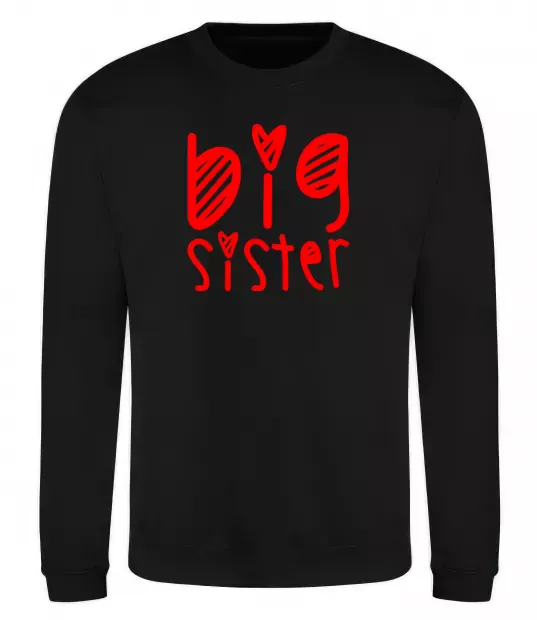 Свитшот Big sister напис з сердечком Черный фото
