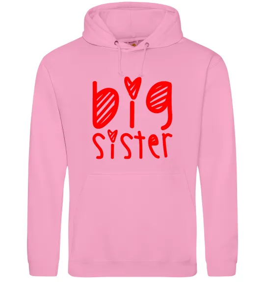 Жіноча толстовка (худі) Big sister напис з сердечком Рожевий фото