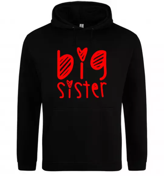 Жіноча толстовка (худі) Big sister напис з сердечком Чорний фото