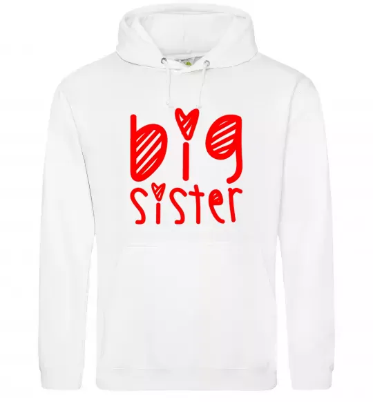 Жіноча толстовка (худі) Big sister напис з сердечком Білий фото