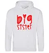 Жіноча толстовка (худі) Big sister напис з сердечком Сірий меланж Жіноча толстовка (худі) Big sister напис з сердечком Сірий меланж фото