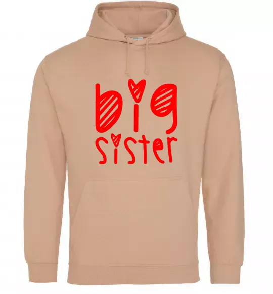 Жіноча толстовка (худі) Big sister напис з сердечком Пісочний фото
