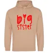 Жіноча толстовка (худі) Big sister напис з сердечком Пісочний Жіноча толстовка (худі) Big sister напис з сердечком Пісочний фото