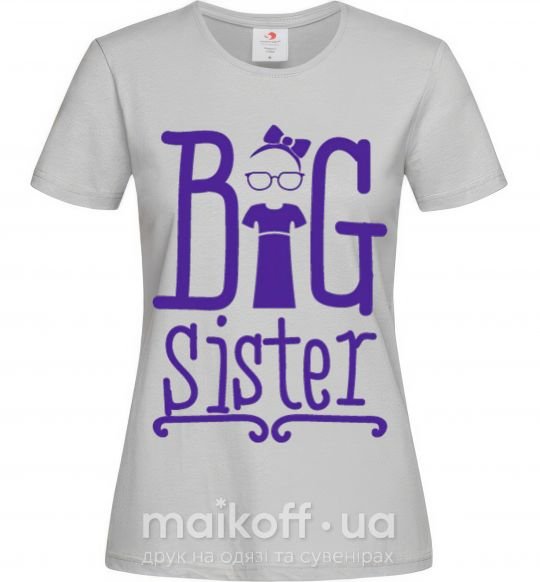 Женская футболка Big sister с сестричкой Серый фото