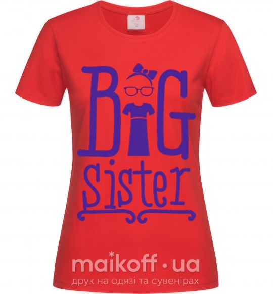 Женская футболка Big sister с сестричкой Красный фото