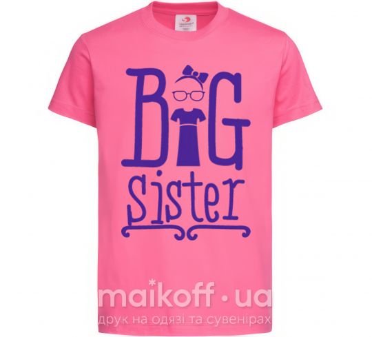 Дитяча футболка Big sister с сестричкой Яскраво-рожевий фото