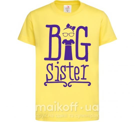 Дитяча футболка Big sister с сестричкой Лимонний фото