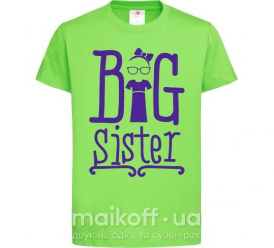 Дитяча футболка Big sister с сестричкой Лаймовий фото
