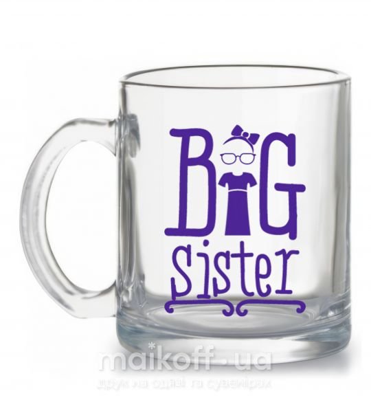Чашка скляна Big sister с сестричкой Прозорий фото