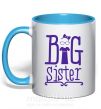 Чашка з кольоровою ручкою Big sister с сестричкой Блакитний фото