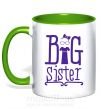 Чашка з кольоровою ручкою Big sister с сестричкой Зелений фото