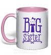 Чашка з кольоровою ручкою Big sister с сестричкой Ніжно рожевий фото