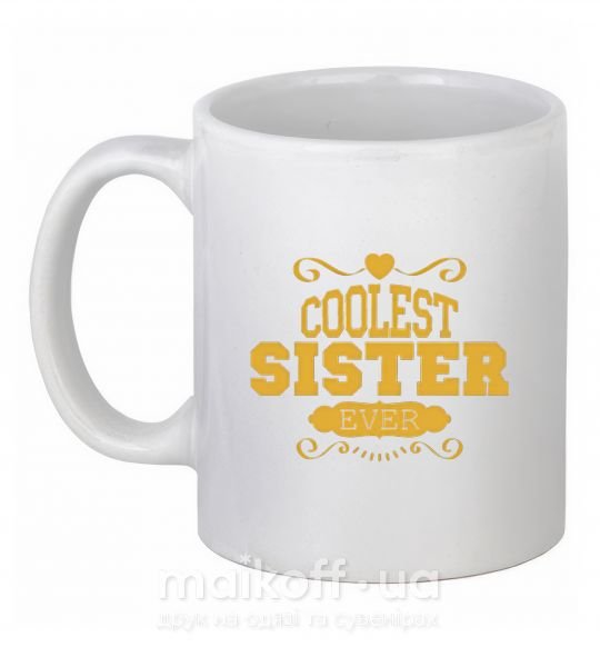 Чашка керамическая Coolest sister ever Белый фото