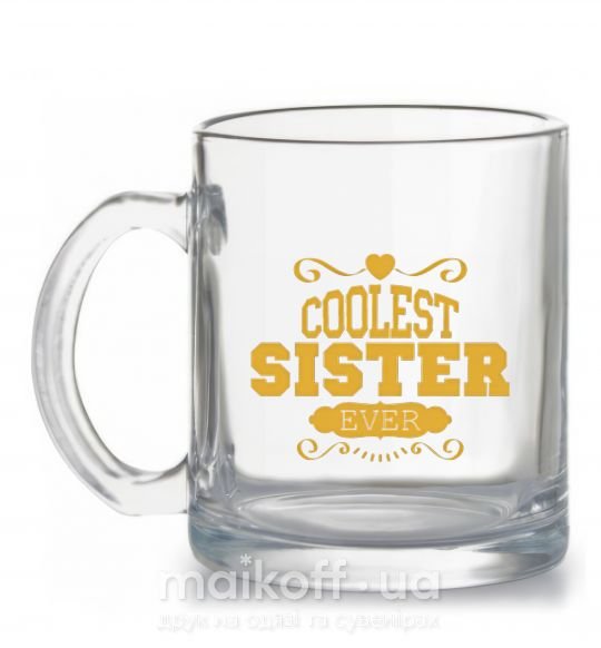 Чашка стеклянная Coolest sister ever Прозрачный фото