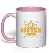 Чашка з кольоровою ручкою Coolest sister ever Ніжно рожевий фото