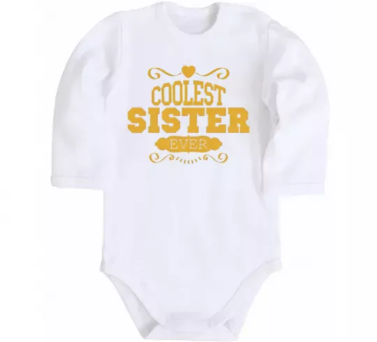 Дитячий бодік Coolest sister ever Білий фото