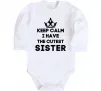 Детский боди Keep calm i have the cutest sister Белый фото