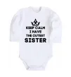Детский боди Keep calm i have the cutest sister Белый фото
