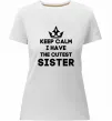 Жіноча преміум футболка Keep calm i have the cutest sister Білий фото
