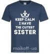 Мужская футболка Keep calm i have the cutest sister Темно-синий фото