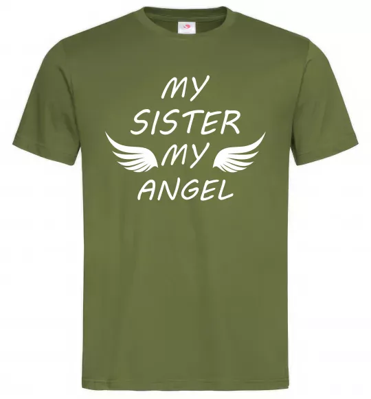 Чоловіча футболка My sister my angel Оливковий фото