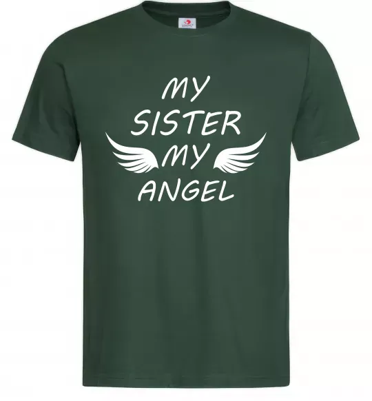 Чоловіча футболка My sister my angel Темно-зелений фото