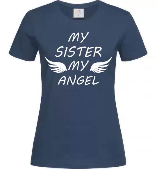 Жіноча футболка My sister my angel Темно-синій фото