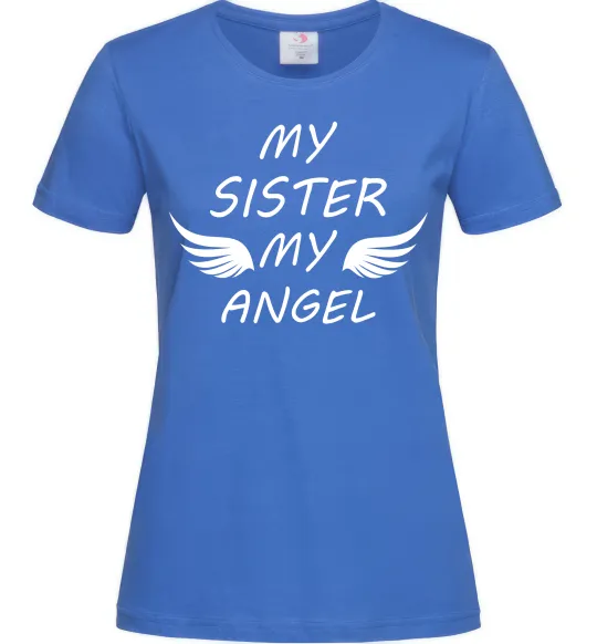 Жіноча футболка My sister my angel Яскраво-синій фото