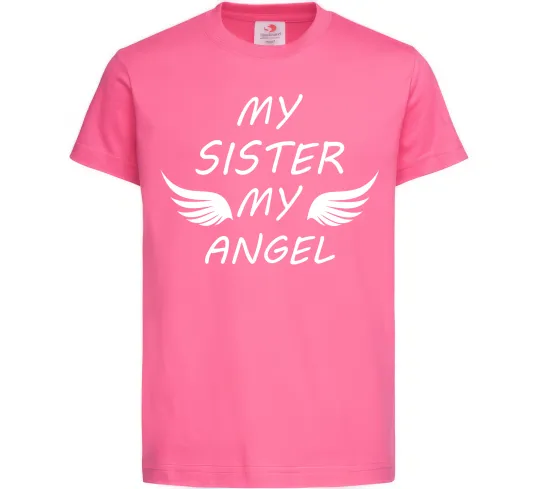Детская футболка My sister my angel Ярко-розовый фото