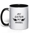 Чашка з кольоровою ручкою My sister my angel Чорний фото