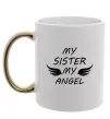 Чашка з кольоровою ручкою My sister my angel Золото фото