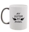 Чашка з кольоровою ручкою My sister my angel Срібло фото