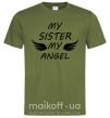 Мужская футболка My sister my angel Оливковый фото