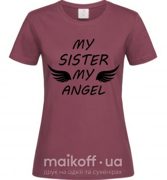 Женская футболка My sister my angel Бордовый фото