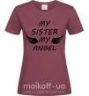 Жіноча футболка My sister my angel Бордовий фото