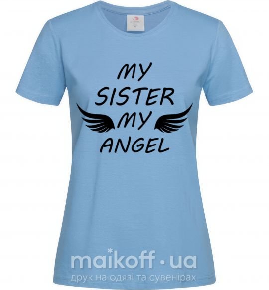 Жіноча футболка My sister my angel Блакитний фото