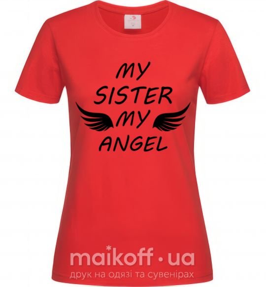Жіноча футболка My sister my angel Червоний фото