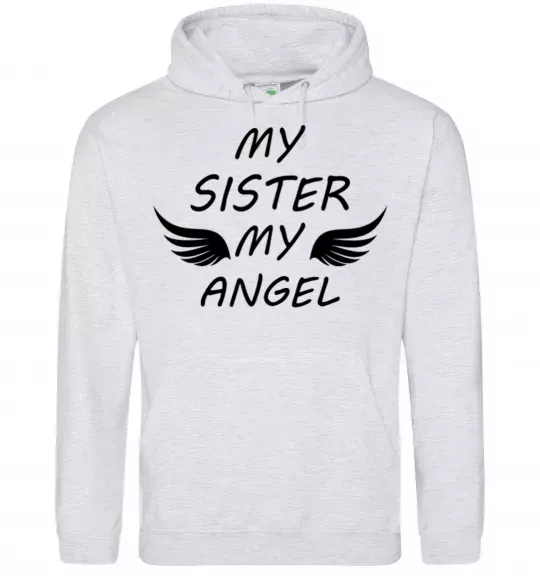 Чоловіча толстовка (худі) My sister my angel Сірий меланж фото