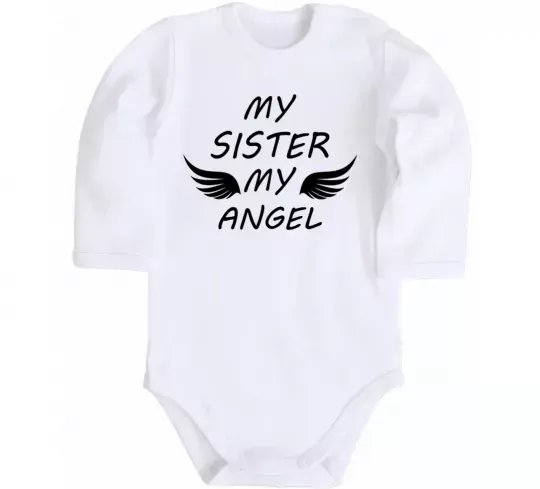 Детский боди My sister my angel Белый фото