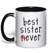 Чашка з кольоровою ручкою Best sister never-ever Чорний фото