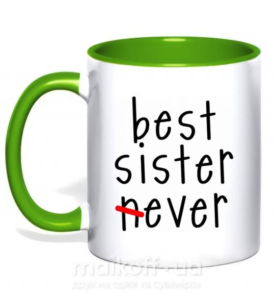 Чашка с цветной ручкой Best sister never-ever Зеленый фото