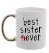 Чашка з кольоровою ручкою Best sister never-ever Золото фото