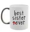 Чашка з кольоровою ручкою Best sister never-ever Срібло фото