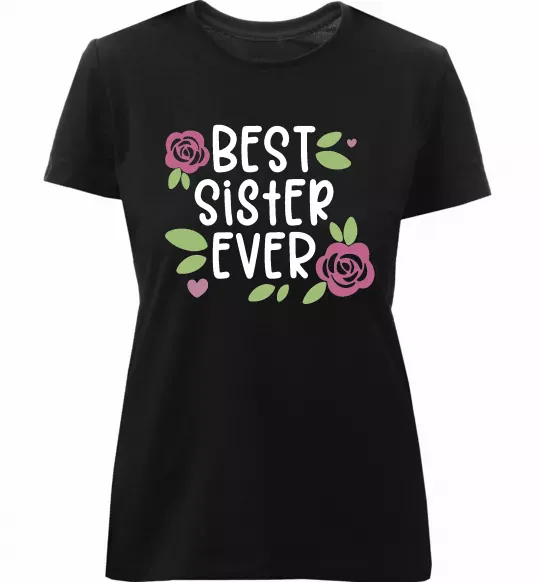 Жіноча преміум футболка Best sister ever Чорний фото