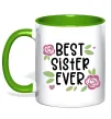 Чашка з кольоровою ручкою Best sister ever Лаймовий фото