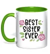 Чашка с цветной ручкой Best sister ever Зеленый фото