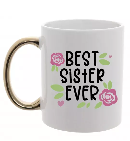 Чашка с цветной ручкой Best sister ever Золото фото