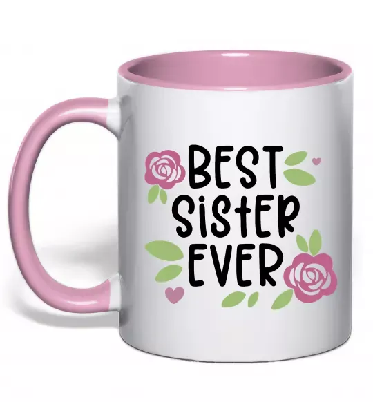 Чашка с цветной ручкой Best sister ever Нежно розовый фото