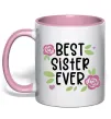 Чашка с цветной ручкой Best sister ever Нежно розовый фото